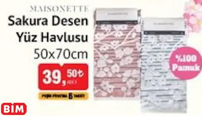 MAİSONETTE SAKURA DESEN YÜZ HAVLUSU MAİSONETTE SAKURA DESEN YÜZ HAVLUSU